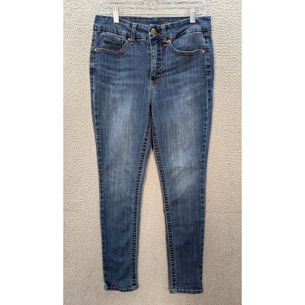 Seven7 Jeans Womens 10 Blue‎ High Rise Skinny Stretch Distressed Denim Preppy